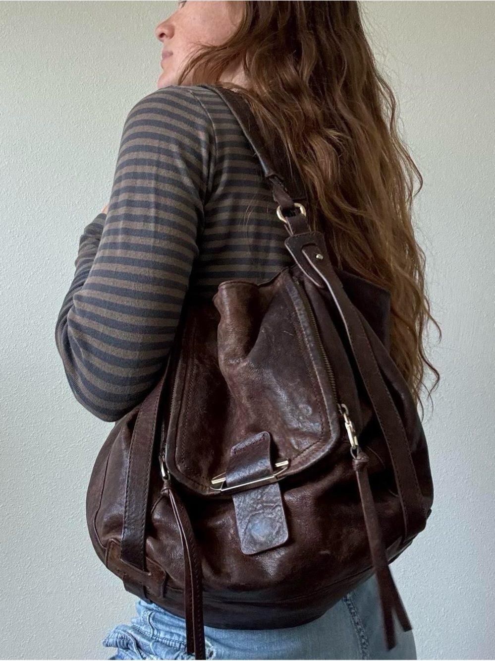 Kooba distressed brown slouchy leather hobo bag - Picture 2 of 8